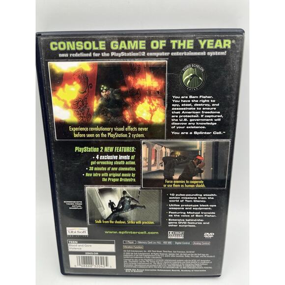 Tom Clancy's Splinter Cell (Sony PlayStation 2, 2003) Complete In Box - Picture 2 of 9